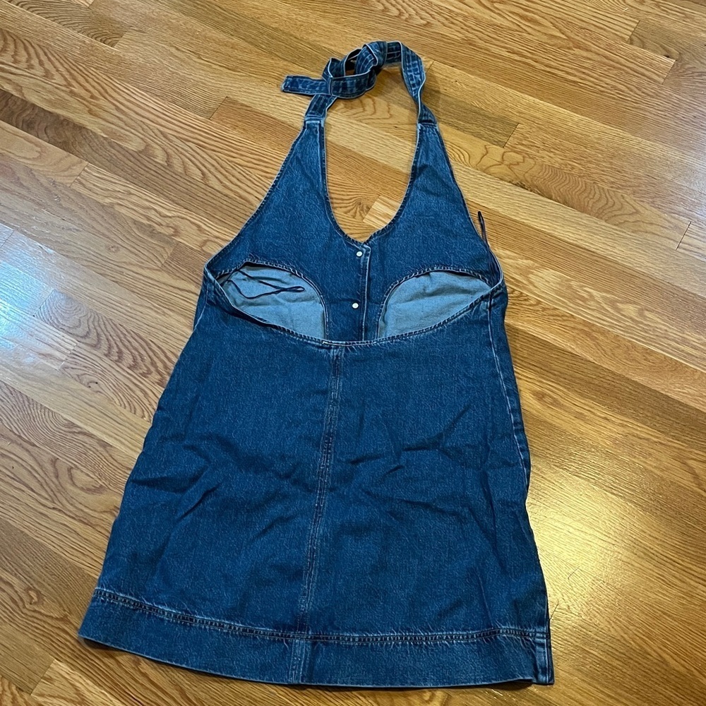 Reformation Brittany Halter Denim Mini Dress Size XL NWT - Picture 15 of 16